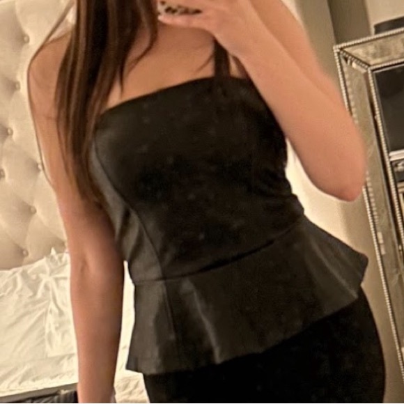 Express Black Leather Peplum top- Size L - Picture 1 of 3